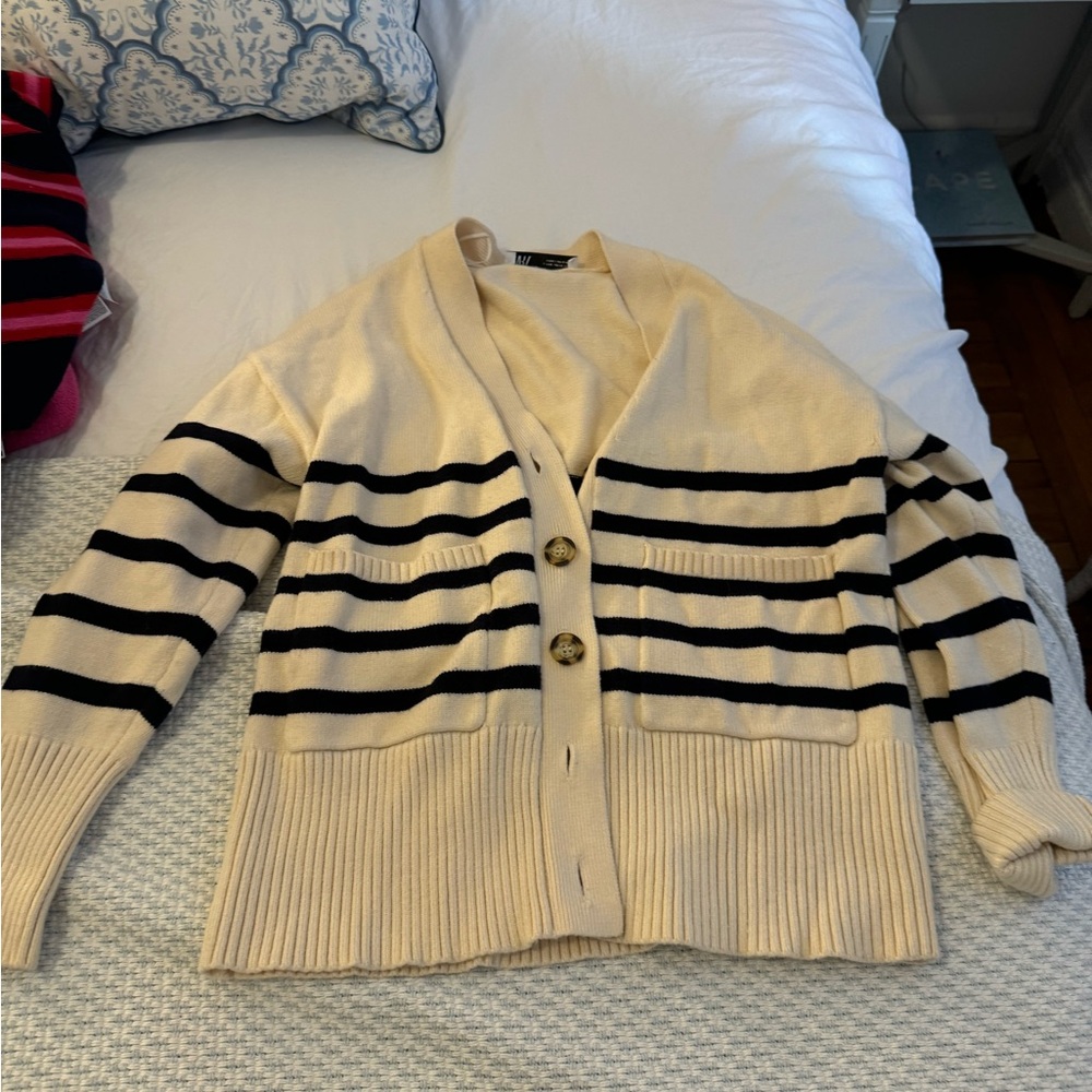 zara striped cardigan